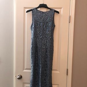 Blu Sage Sleeveless Sequin Lace Gown-Color Cornflower-Size 4!
